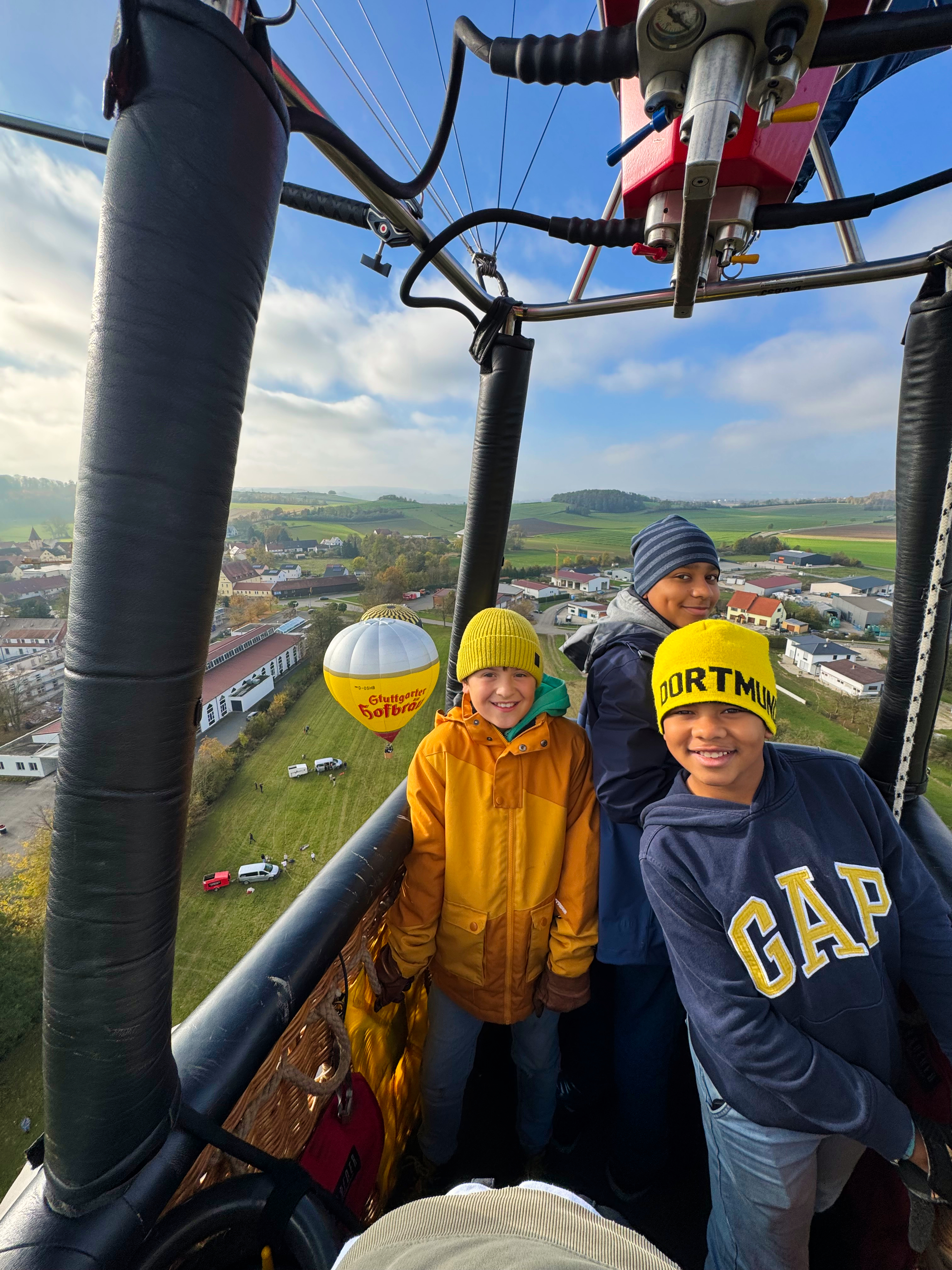 Premier vol en ballon des trois participants