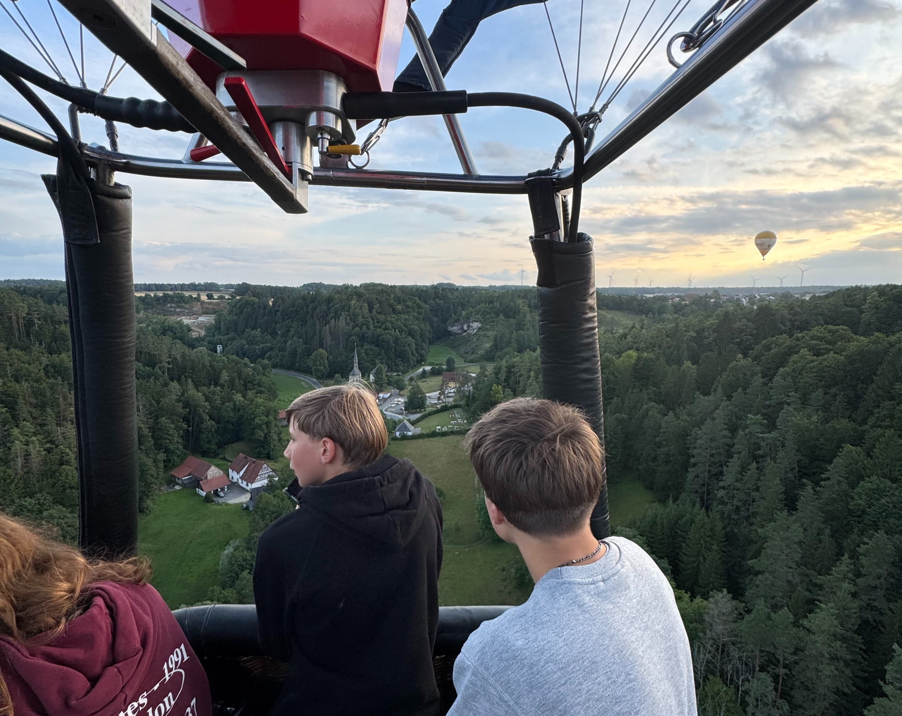 Premier vol en montgolfière des trois participants