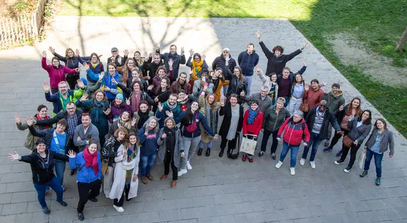 Les 60 participants de la troisième rencontre du réseau Diversité et Participation entre la Saxe et l’Occitanie