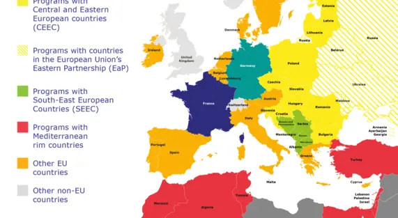 Carte des pays trinationaux de l'OFAJ