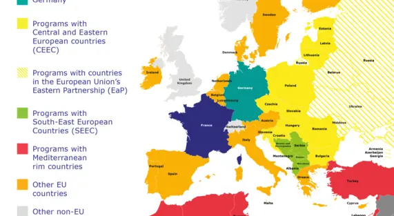 Carte des pays trinationaux de l'OFAJ