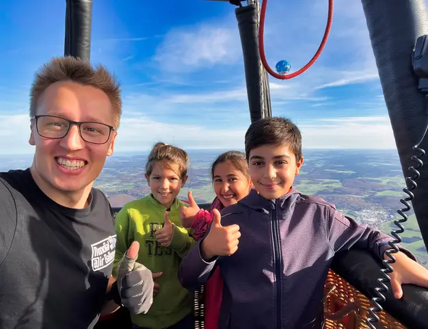 Premier vol en ballon des trois participants