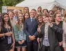 Les participantes et participants de la Fabrique de la démocratie  avec Emmanuel Macron et Frank-Walter Steinmeier