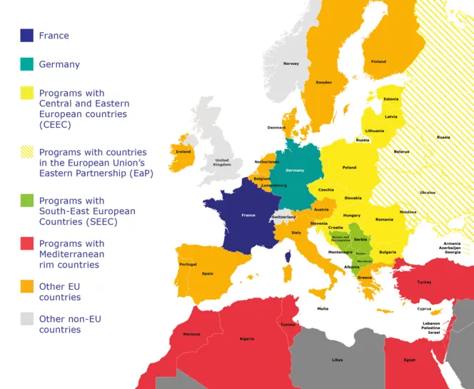 Carte des pays trinationaux de l'OFAJ